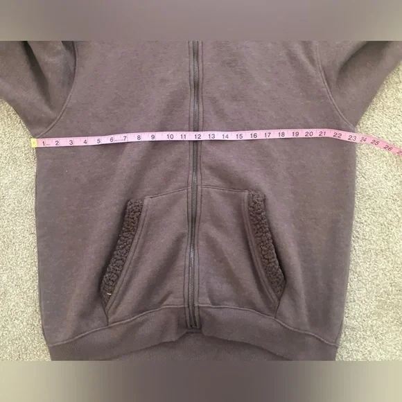 Aerie Hooded Sherpa Lined‎ Zip Up Long Sleeved Hooded Sweatshirt Medium - Picture 8 of 10